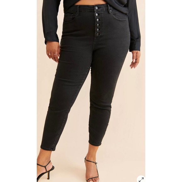 Good American Denim - Good American Good Legs Skinny Jeans Black High Rise Button Fly 28-32